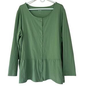 New Blair flounce waist button up long sleeve pastel sage green Cottagecore 2XL
